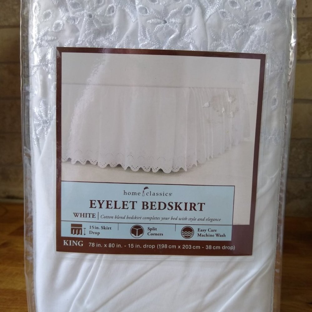 White Eyelet Bed Skirt Size King and Queen sizes
